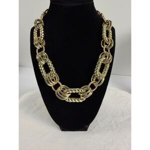 Robert Rose Y2K Gold Tone Chunky Link Statement Necklace Signed Runway Glam